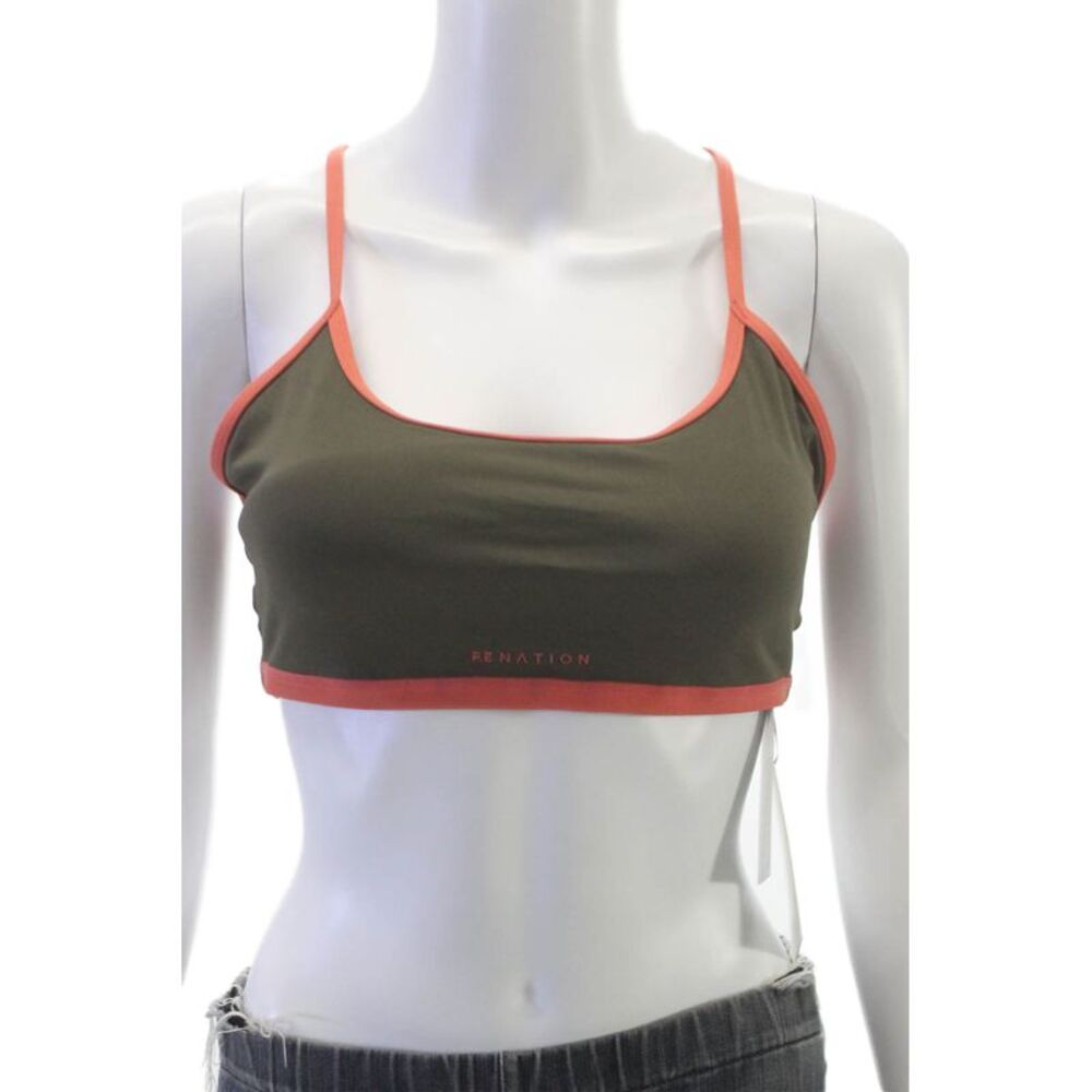 PE Nation Womens Color Block Fundamental Sports Bra Brown Red Size M